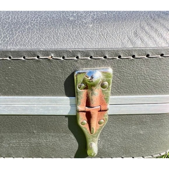 Vintage Hard Shell Nesting Suitcases Gray with Blue Set of 2 - Picture 11 of 12